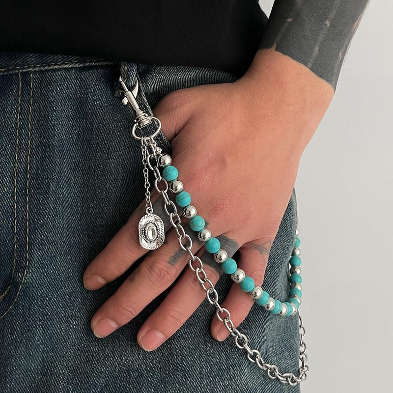 BOOSTIQ Pant Chains for Men Women Punk Rock Pocket Chains Turquoise Wallet Chain Western Country Cowboy Wallets Chain for Men - Image 3
